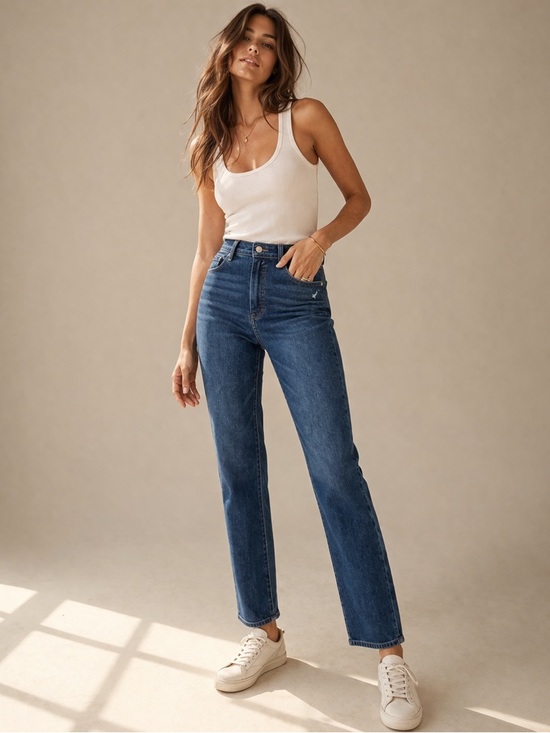 PAIGE Denim - PAIGE Ultra High Rise Straight Jeans Stargazed Distressed Sz 30 |Vintage Stretch
